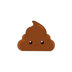 Poop emoticon, smiling poop icon. Damn emoji. Poop emoji face isolated.