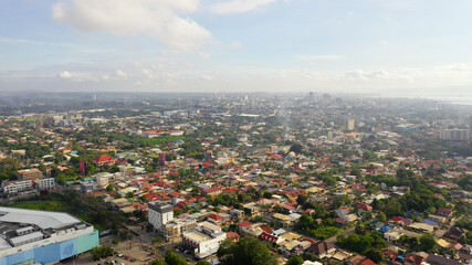 Fototapeta premium Residential area with dense development in Davao city. The third-most populous metropolitan area in the Philippines.