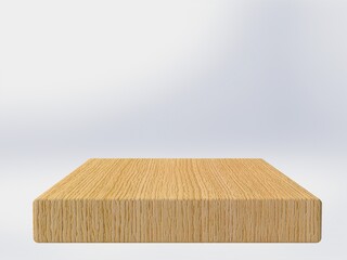 Empty wooden product shelves on a white background 3D illustration – illustration