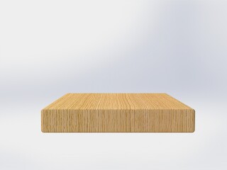 Empty wooden product shelves on a white background 3D illustration – illustration