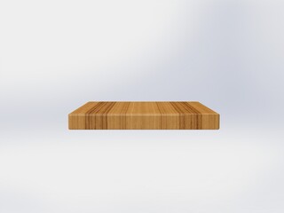 Empty wooden product shelves on a white background 3D illustration – illustration