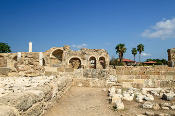 Fototapeta premium Old ruins in side, ancient city-background of archeology.