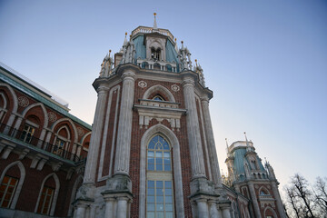 Fototapeta premium View of the Grand Palace in Tsaritsyno park in Moscow. Popular landmark.