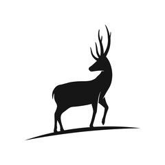 Deer vector illustration. Silhouette deer flat design with editable stroke.