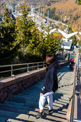 Health ladder of eight hundred steps in the mountains of Zailisky Alatau