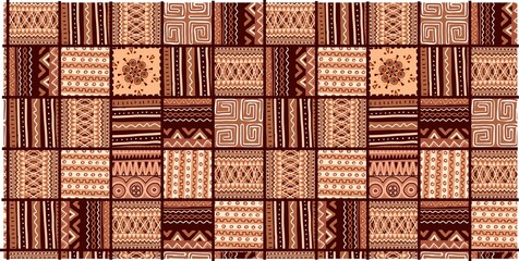 ETHNIC TREND PATTERN. PAINTWORK IN AFRICAN STYLE. PATTERN SEAMLESS AFRICAN. TRADITIONAL PATTERN. PRIMITIVE MINIMAL HAND DRAWINGS. Vector illustration. Fashion