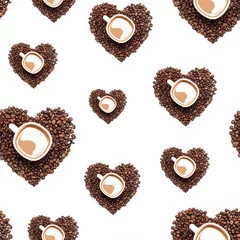 Foto auf Acrylglas Kaffee Kaffeebohnen nahtlose Muster. Nahtlose Textur