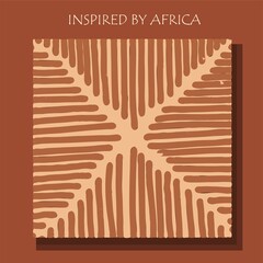 INSPIRED BY AFRICA. African background, flyer with tribal traditional pattern.