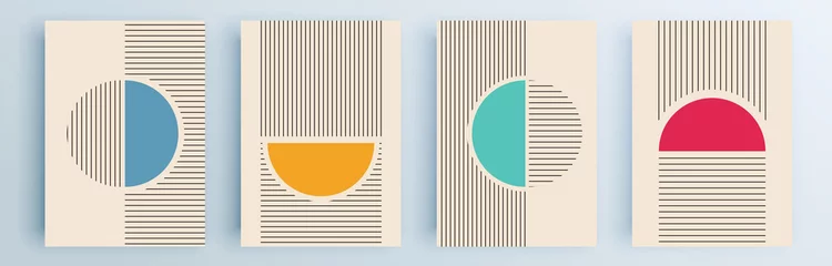 Modernes abstraktes Cover-Set, minimales Cover-Design. Bunter geometrischer Hintergrund, Vektorillustration. © Lepusinensis