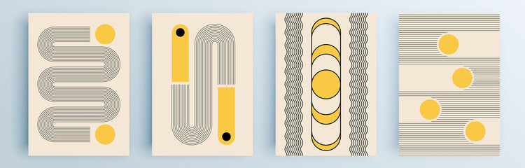Modernes abstraktes Cover-Set, minimales Cover-Design. Bunter geometrischer Hintergrund, Vektorillustration. © Lepusinensis