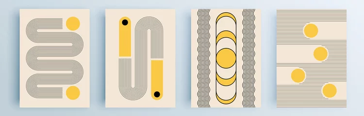 Modernes abstraktes Cover-Set, minimales Cover-Design. Bunter geometrischer Hintergrund, Vektorillustration. © Lepusinensis