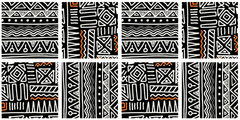 ETHNIC TREND PATTERN. PAINTWORK IN AFRICAN STYLE. PATTERN SEAMLESS AFRICAN. TRADITIONAL PATTERN. PRIMITIVE MINIMAL HAND DRAWINGS. Vector illustration. Fashion © Анна Таранкова