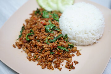 Stir Fried Basil on Rice