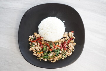 Stir Fried Basil on Rice