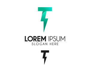 T letter logo design with lightning. Modern logo suitable for your business company or corporate identity