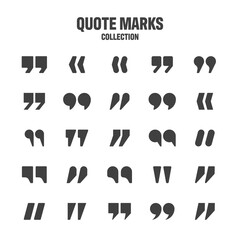 Quotation marks vector collection. Black quotes icon. Speech mark symbol.