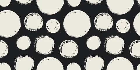 Gordijnen Naadloze patroon met grunge cirkels hand beschilderd met inkt © str33tcat