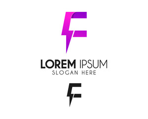 F letter logo design with lightning. Modern logo suitable for your business company or corporate identity