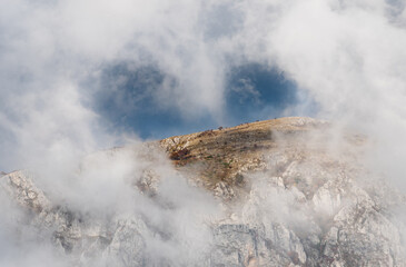 Cloud above the mountain.  Clouds formed a heart above the top of the mountain