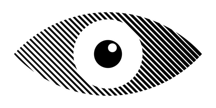Eye icon, human eye symbol, isolated on white background. Logo template. Flat design style. Vector monochrome illustration.