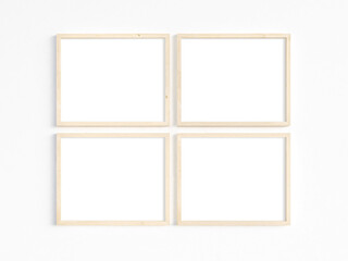 Fototapeta premium Four thin 8x10 wooden frames. 3D illustration.