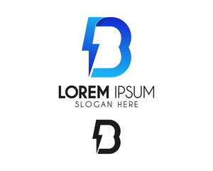 B letter logo design with lightning. Modern logo suitable for your business company or corporate identity
