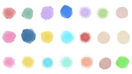 Set of pastel colorful watercolor brush isolate on white, vector.