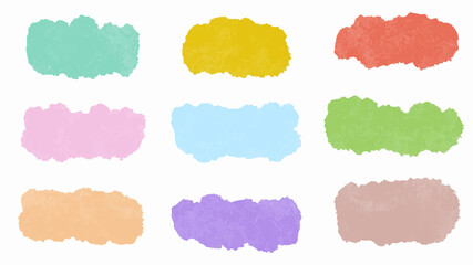 Set of pastel colorful watercolor brush isolate on white, vector.