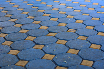 Perspective view of blue paving concrete for road design and landscape architecture.