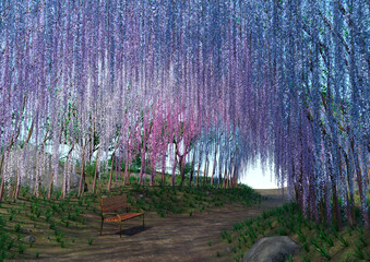 3D Rendering Wisteria Tunnel