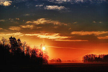 Fototapeta premium Bold sunset in nature.