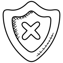 
A doodle showing an exclamation sign under shield depicting danger
