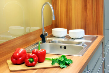 Healthy cooking in a modern kitchen.