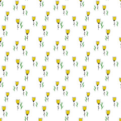 seamless pattern design on a white background with yellow flowers