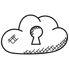 
A cloud with lock hole describing cloud protection 
