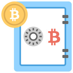 
Combination locker with bitcoin signs in different colors, this is a icon to define how bitcoin storage looks
