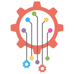 
Gear sign and nodes are designed for mining technology icon
