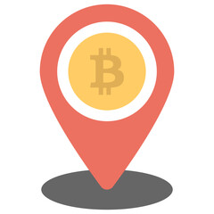 
Map pin pointer having digital coin inside is conceptualizing bitcoin location
