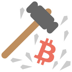 
Hammer stamped with bitcoin showing mining concept of digital world
