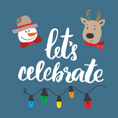 Merry Christmas Calligraphic Lettering. Typographic Greetings Design. Calligraphy Lettering for Holiday Greeting. Hand Drawn Lettering Text Vector illustration