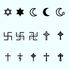 set of  religions symbols