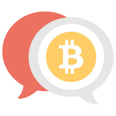 
Chat bubble and bitcoin icon together showing a forum where people talk perform bitcoin chats
