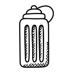 
Liquid container with a closed attached lid, a sports bottle doodle.
