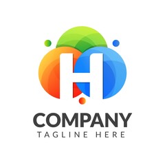 Letter h logo with colorful background, letter combination logo design for creative industry, web, business and company. Vector illustrations