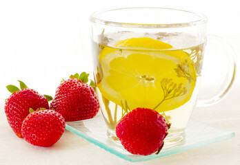 Healthy herbal drink in a bowl of glass.