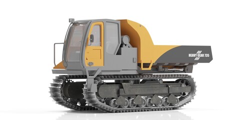 Fototapeta premium Tracked dumped and carriers white background isolated. 3d render