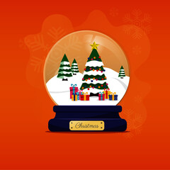 Christmas ball - decoration on an orange background
