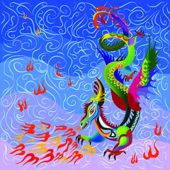 Fototapeta na wymiar Decorative dragon. Mythical creature. Fabulous illustration.