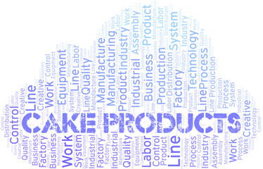 Cake Products word cloud create with text only.