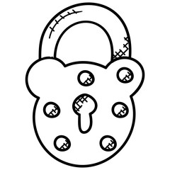 
An ancient padlock doodle with a keyhole. 
